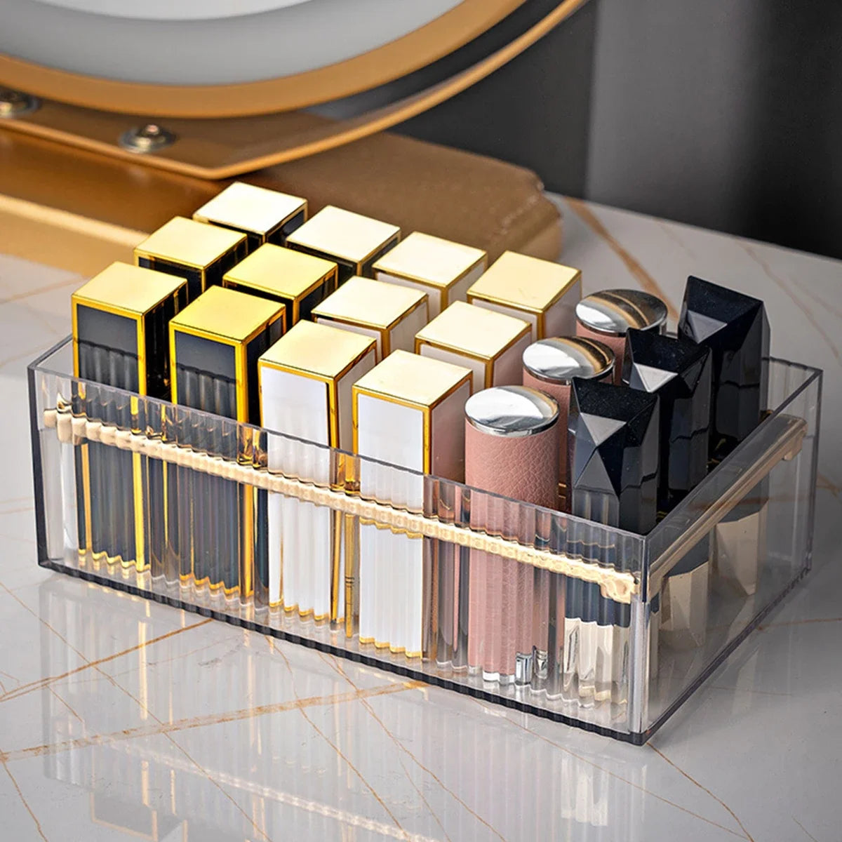 Plastic Make Up Organizer 18 Space Decoration for Dresser Countertop Storage Stand Lipstick Holder Lip Gloss Holder Organizer