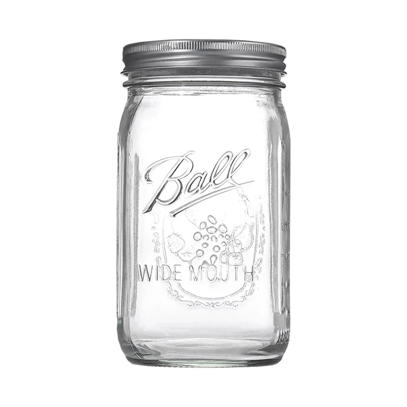 American Mason Jar Glass Transparent Oat-Sealed Beverage Cup Durable Kitchen Storage Container for Milk Shake & Juice