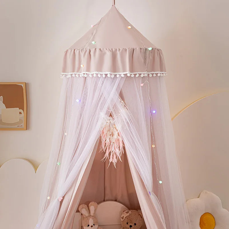 Dome bed curtain children's indoor light-proof bed curtain windproof bedside ceiling blackout double-layer mosquito net curtain