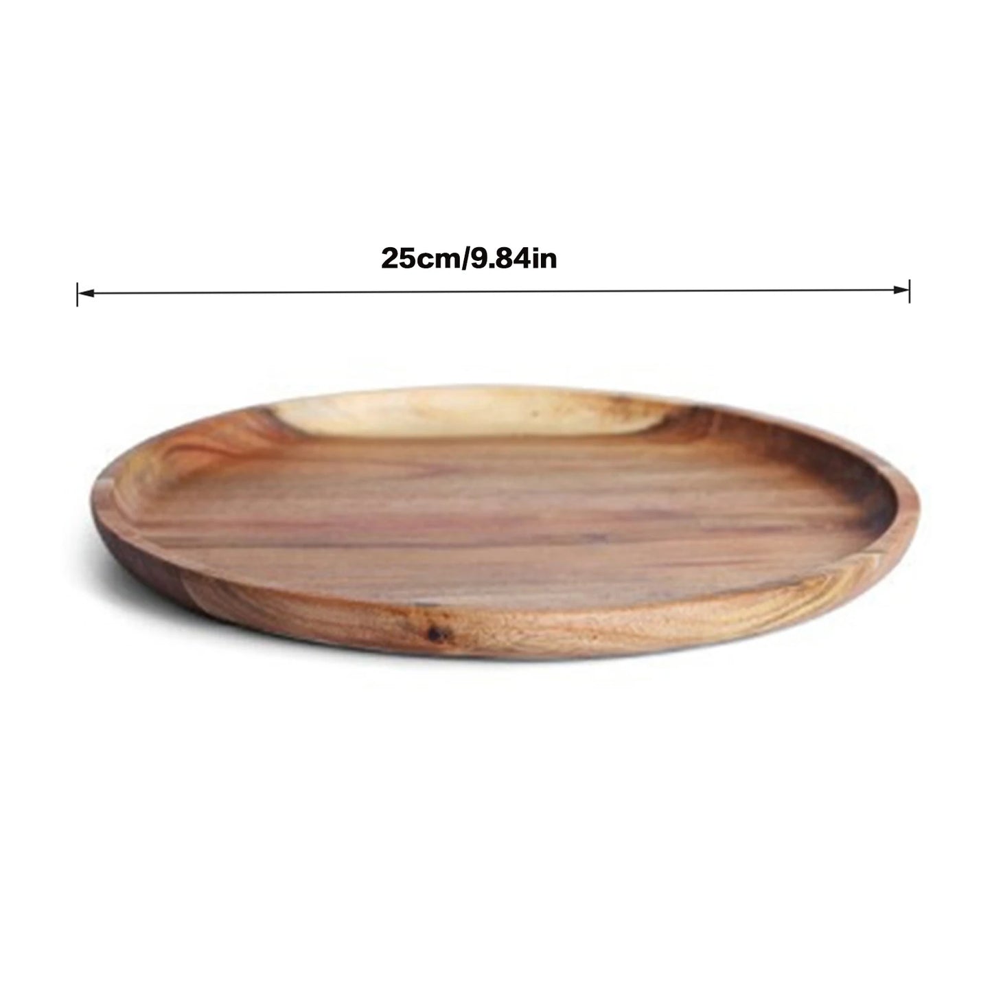 20/25/30cm Acacia Wood Serving Platter Tray Retro Round Pizza Salad Plate Fruit Dessert Tray Wooden Bread Cake Snacks Dishes