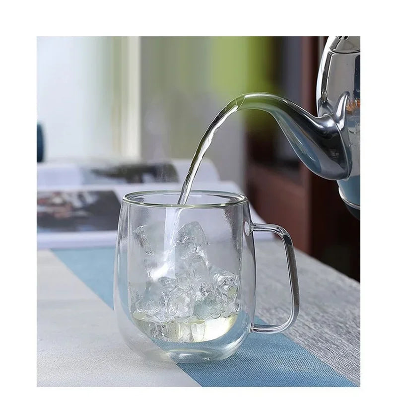 150/250/350ML Glass Cup with Handle Heat Resistant High Borosilicate Double Wall Glass Coffee Milk Beer Cups Kitchen Tools Gift