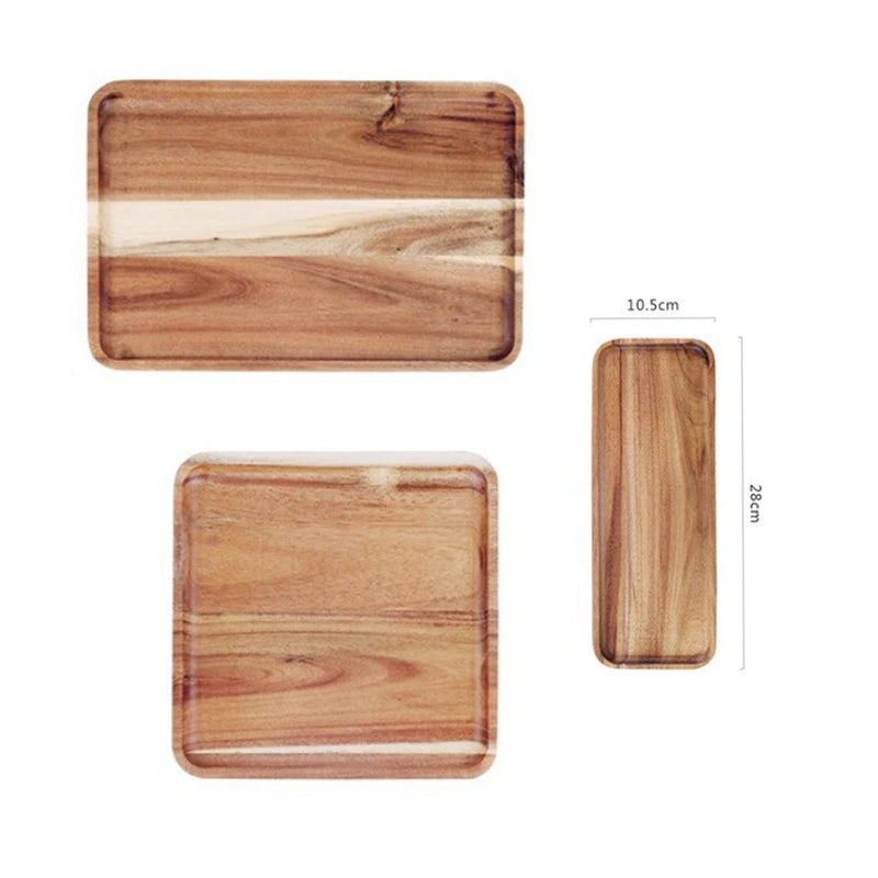 Natural Wooden Tray Coffee Tray Rectangular Plate Fruit Snacks Food Storage Trays Hotel Home Serving Tea Tray Decorate Supplies