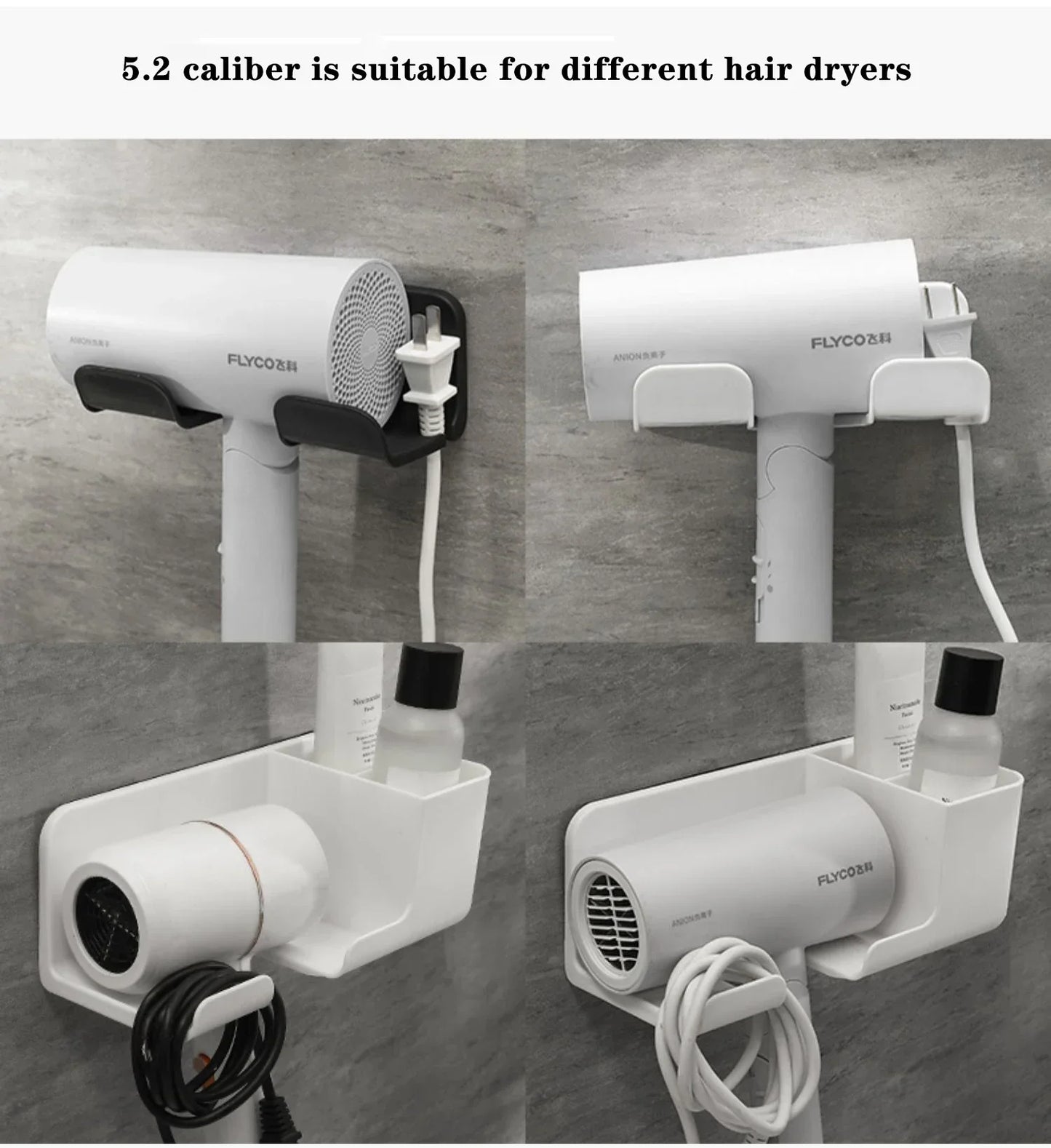 Hair Dryer Storage Rack, Wall Mounted Storage Rack, Clothes Hanger, Bathroom Storage Rack, Bathroom Storage Rack