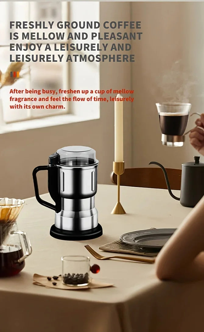 500ML Electric Coffee Grinder Stainless Steel 4 Leaf Blade Coffee Bean Grinder Portable Handle Multifunction Spice Mill Home Use