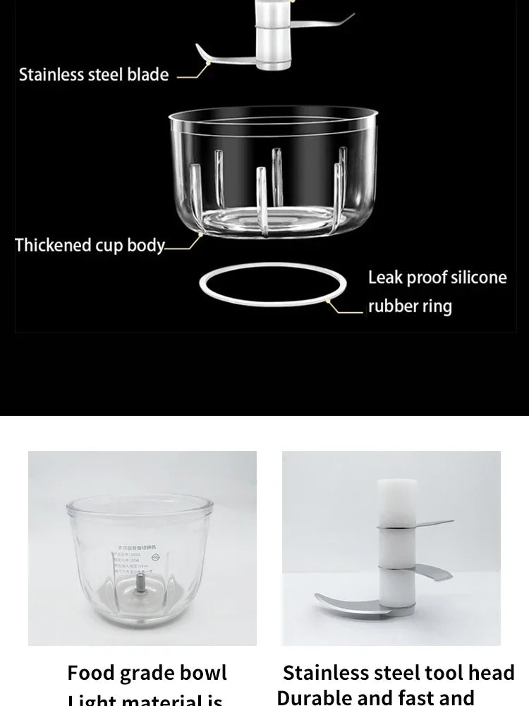 Multifunctional Cooking Machine Automatic Household Meat Grinder Baby Supplementary Food Stirring Minced Garlic 