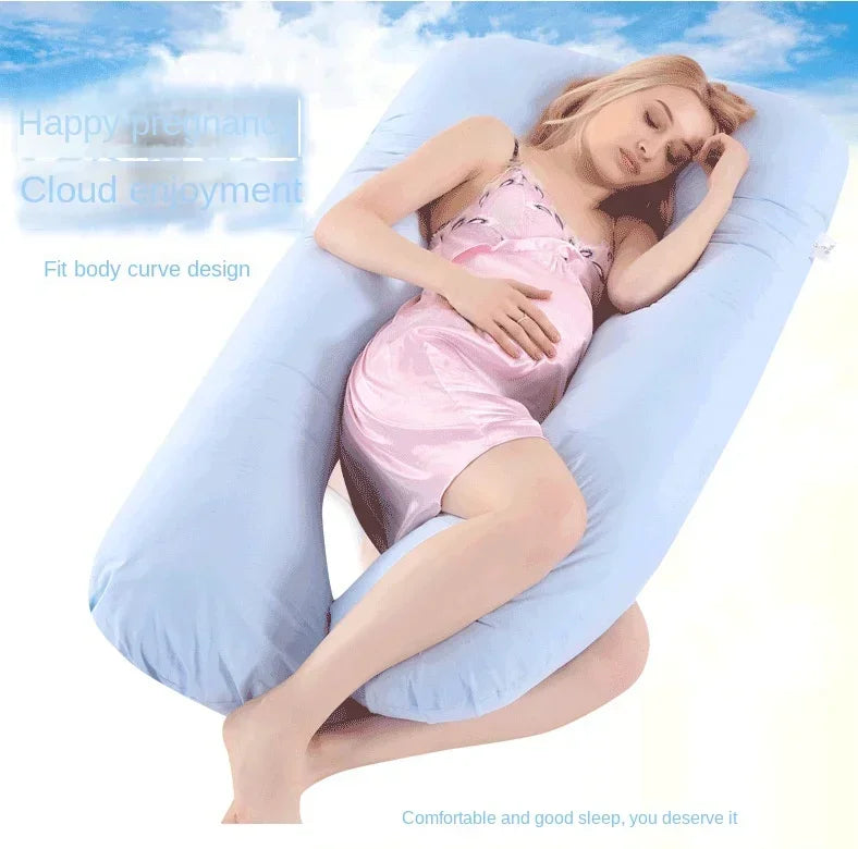 Pillow for Pregnant Women Four Seasons Universal Solid Color U-shaped Cushion Waist Support Nursing Mother Long Body Pillow