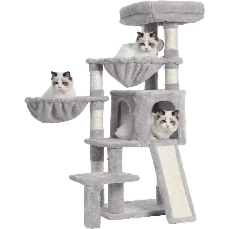 Authenticity guarantee.Cat Tree, Cat Tower with condo, 2 Baskets, Large Platform, Scratch Board, Cat Scratching Posts for Indoor