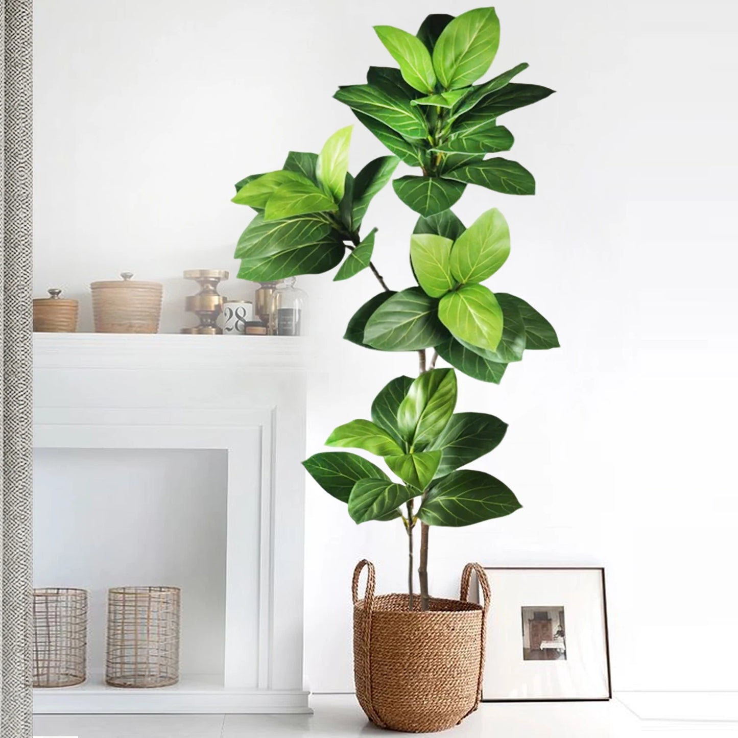 76-135cm Artificial Plants Fake Bamboo Tree Branch Plastic Nandina Leaves Tall Green Landscape For Home Garden Decor