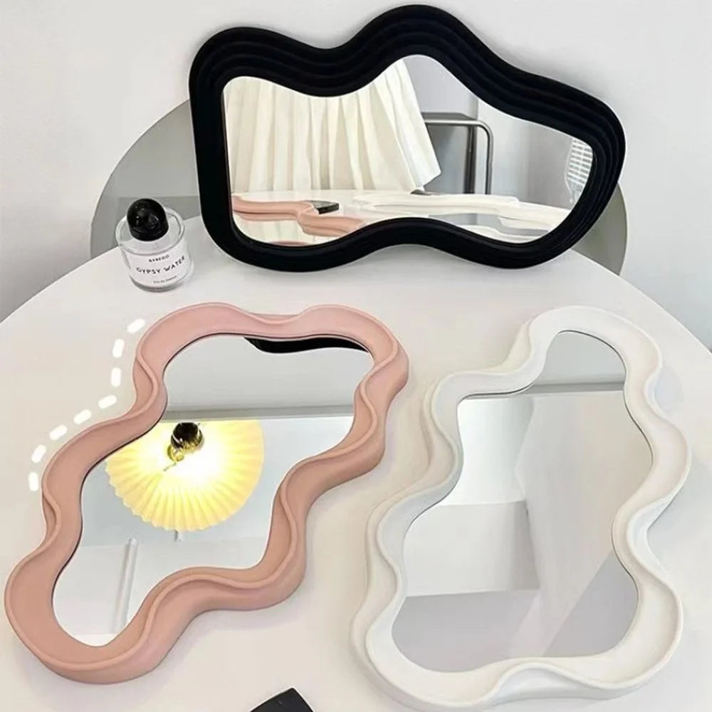 Irregular Wall Mirror For Bedroom Bathroom Kawaii Makeup Mirror House Decoration Living Room Decoration Home Decor Wholesale 1PC