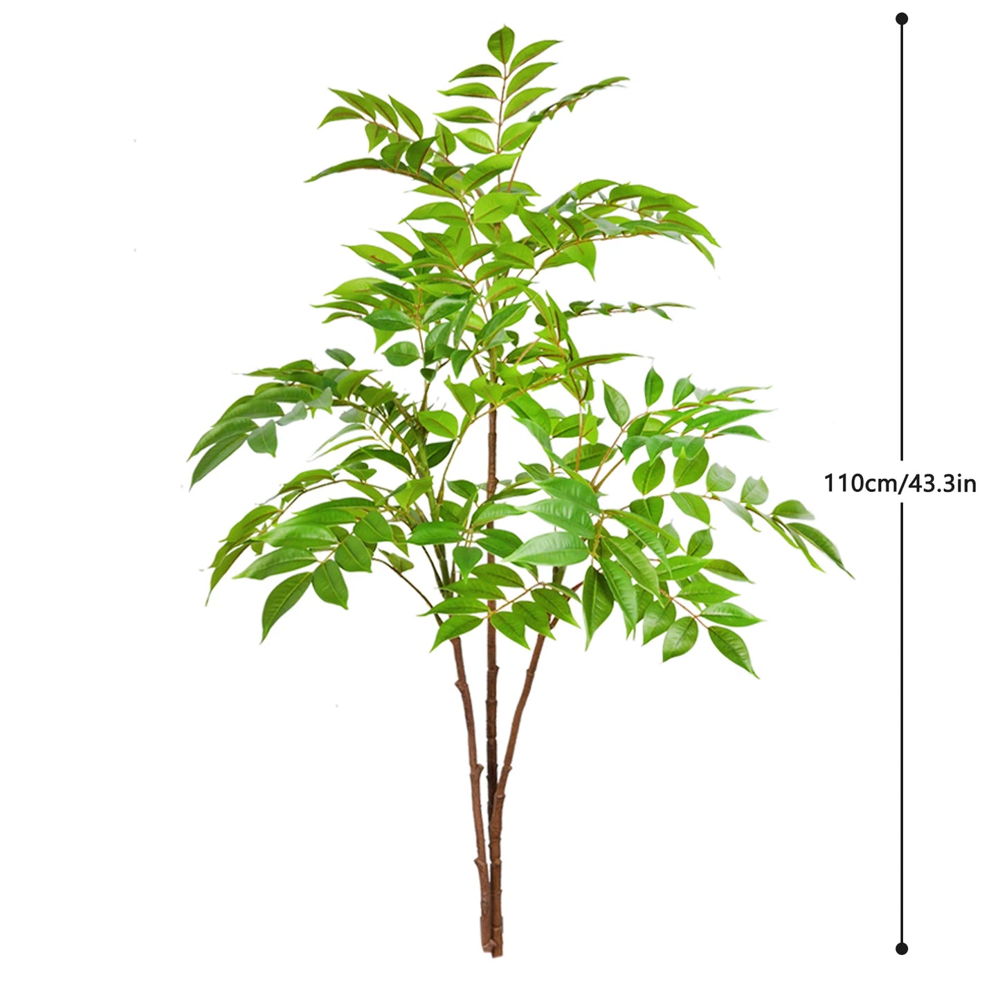 76-105-135cm/53.1in Artificial Ficus Tree Branch Fake Lacquer Tree Plastic Banyan Plants Green Tall Palm Leaves For Home Garden