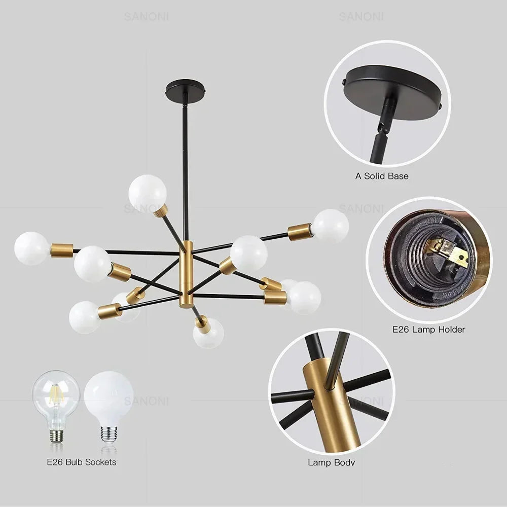 Postmodern Living Room Chandelier Dining Room Bedroom Light Luxury Nordic Lamps Simple Atmospheric Molecular Lamp Home Decor