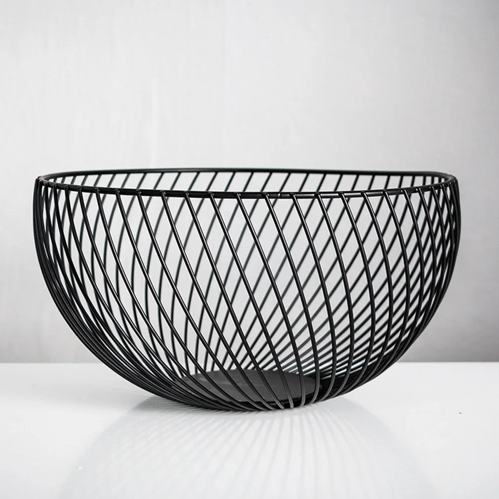 Large Capacity Metal Storage Bowl Iron Fruit Basket Egg Container Vegetable Tray Round Storage Basket Home Storage ganization