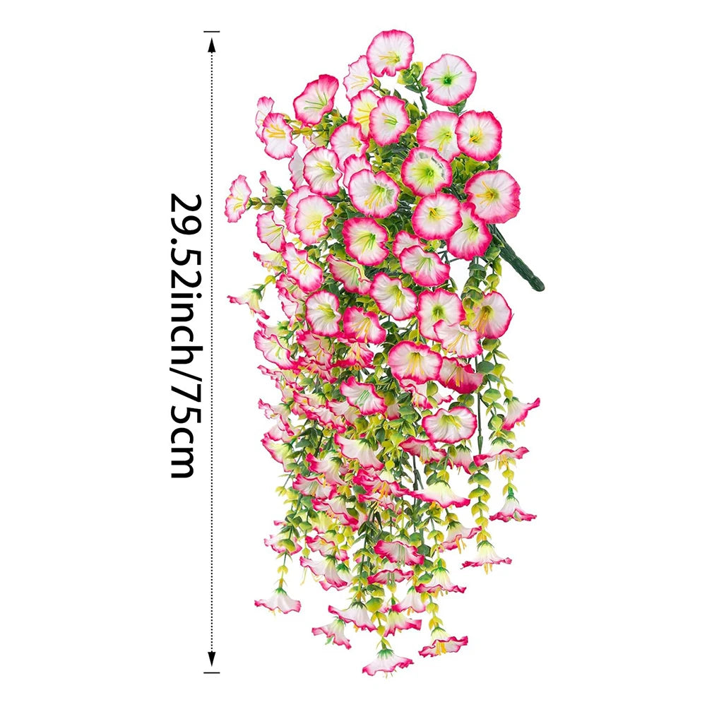 75cm Artificial Flowers Fake Morning Glory Flowers Eucalyptus Leaves Hanging Flowers For Outdoor Party Wedding Garden Decoration