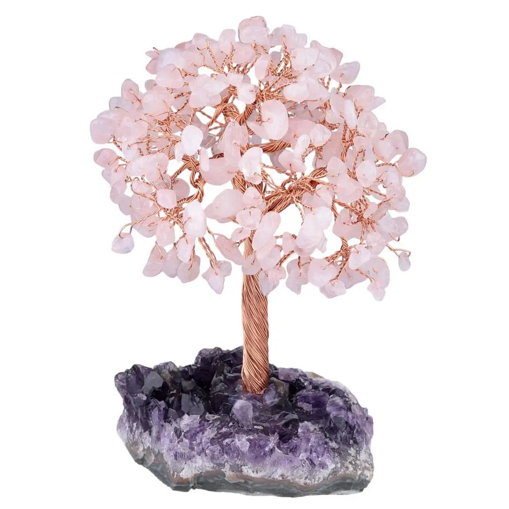 Natural Crystal Money Tree With Rough Amethyst Cluster Base For Luck Wealth Fengshui Home Decoration Desktop Ornaments