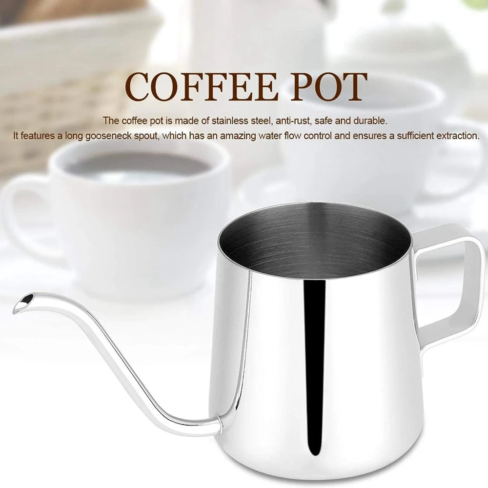 Long Narrow Spout Coffee Pot 12 Oz Small Fine Stainless Pour Over Drip Coffee Pot 8.5 OZ Gooseneck Tea Kettle Black