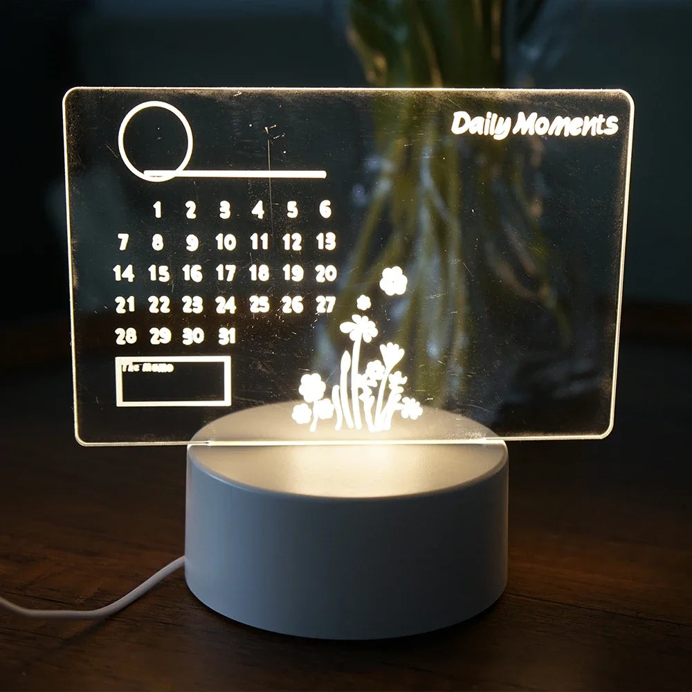DIY Notepad LED Drawing Board Glowing Acrylic Message Board With Pen Erasable Children's Drawing Letter Message Board Night Lamp
