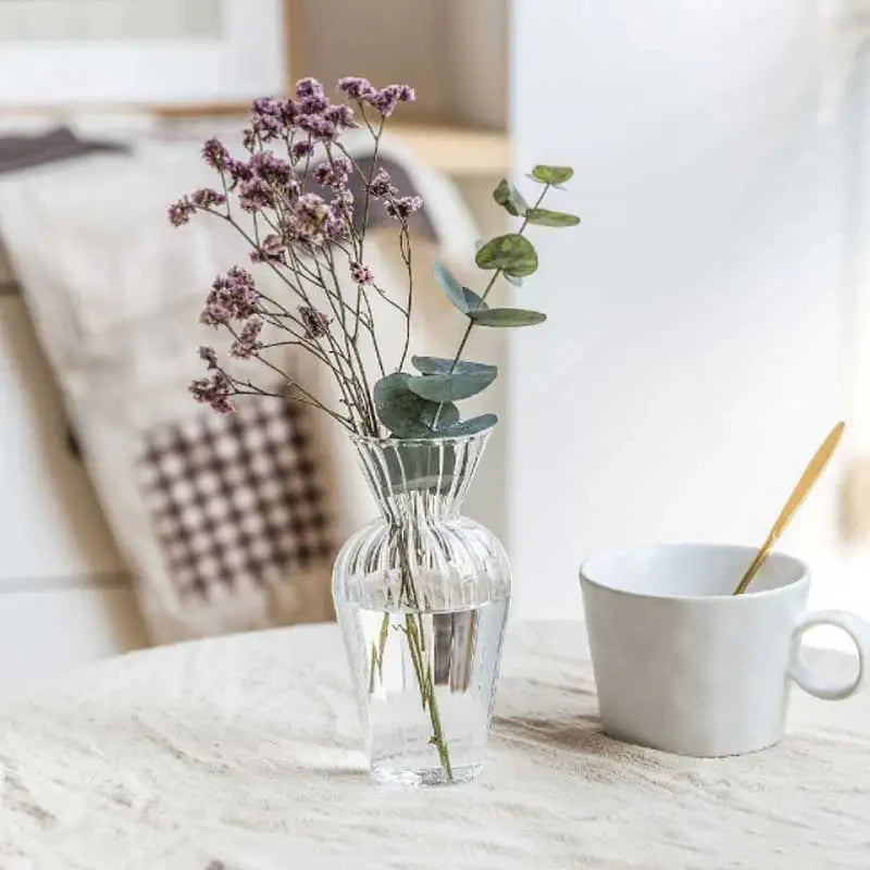 1PC Scandinavian Transparent Vase Plant Vase Flower Pot Hydroponic Plant Container Desktop Vase Home Decoration