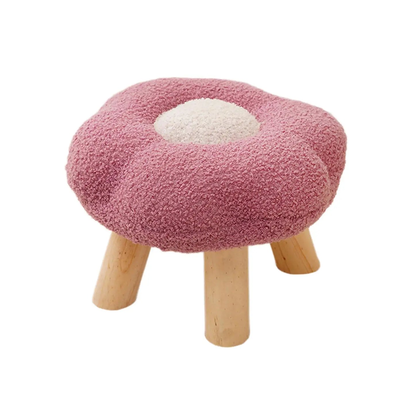 Wooden Small Foot Stool Non Slip Foot Rest Under Desk Footrest Ottoman Soft Stool for Playroom Apartment Porch Bedroom