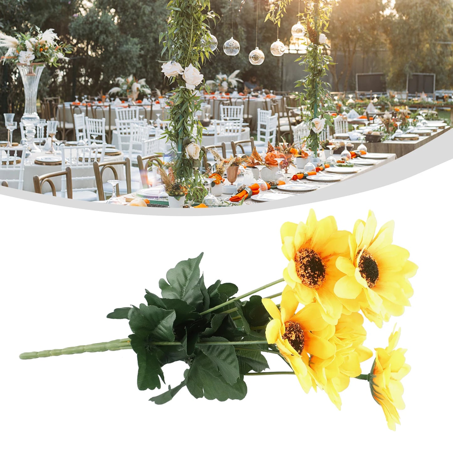 7 Heads Artificial Sunflower Bouquet Silk Fake Flower DIY Wedding Home Party Festival Decor Gift Centerpieces Living Room Supply