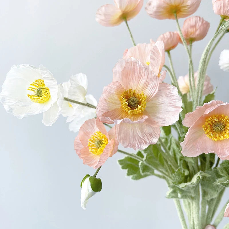 High Quality Beautiful Artificial Poppy Silk Flowers Fake Flower for Home Wedding Salon Party Luxury Decoration