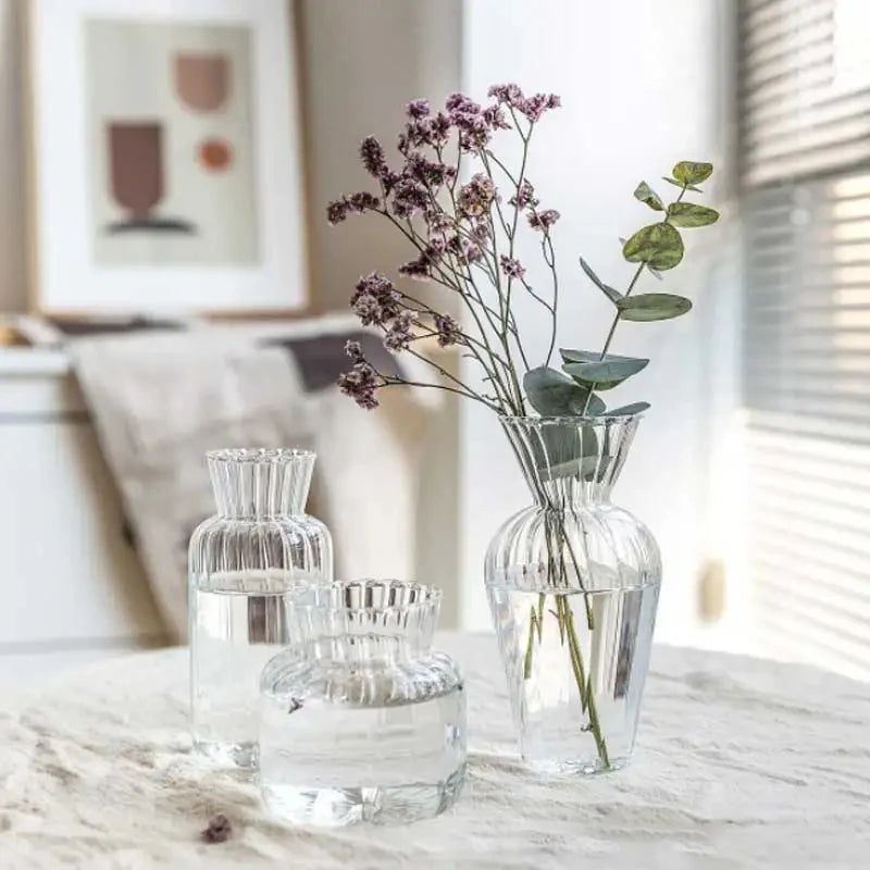 1PC Scandinavian Transparent Vase Plant Vase Flower Pot Hydroponic Plant Container Desktop Vase Home Decoration