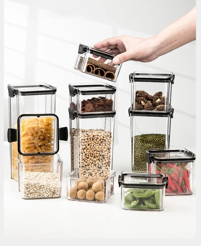 Kitchen Refrigerator Food Storage Container Multigrain Storage Tank Transparent Sealed Cans Noodle Box Bottle Canisters with Lid