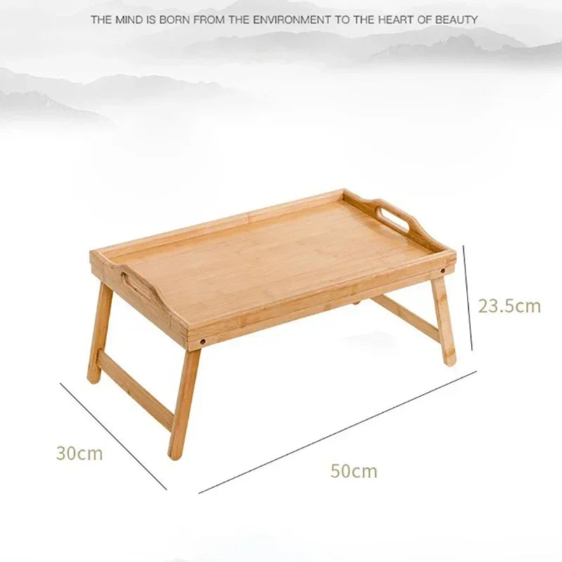 50x30x23.5cm Natural Bamboo Bed Tray Wooden Breakfast Snack Laptop Foldable Tray Adjustable Reading Desk in Bed Kitchen Tool
