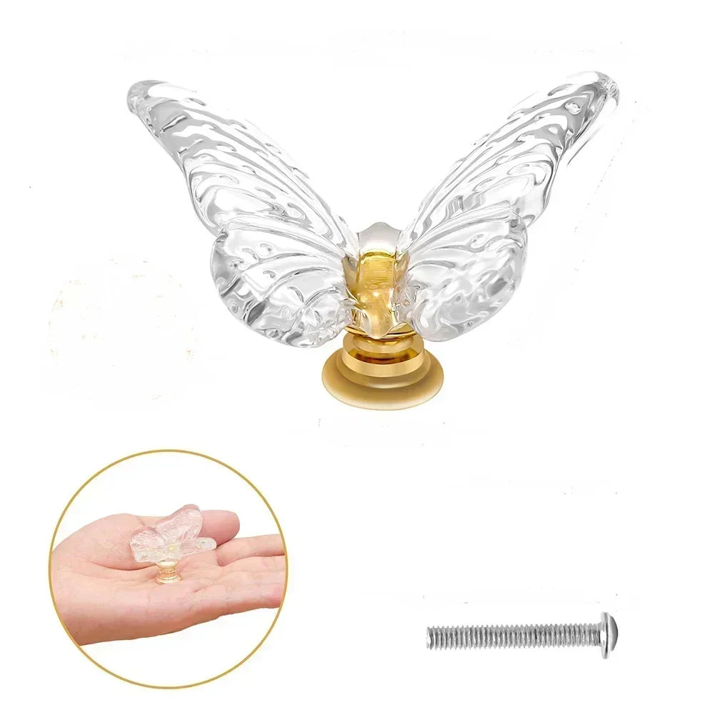 1pcs Butterfly Dresser Pulls Clear Drawer Knobs Cabinet Knobs Bathroom Door Knobs Cabinet Handle Knobs For Dresser Accessories