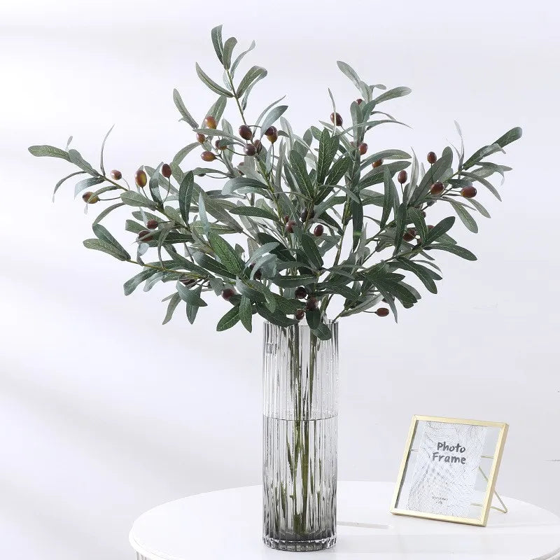 Artificial Green Leaf Olive Branch Fruit Fake Plants Wedding Home Photography Props Flower Arrangement Decoration Indoor Outdoor