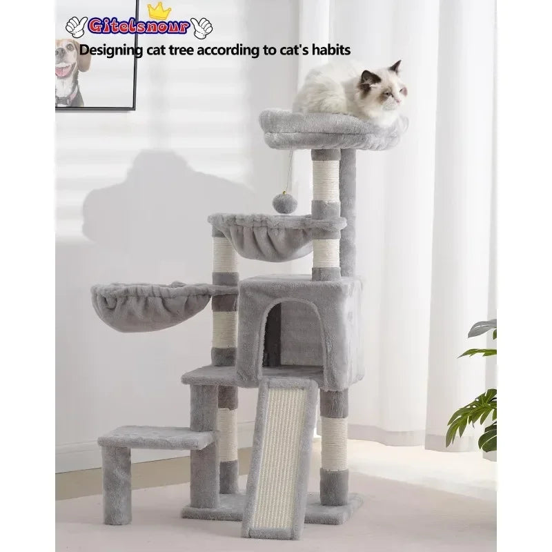 Authenticity guarantee.Cat Tree, Cat Tower with condo, 2 Baskets, Large Platform, Scratch Board, Cat Scratching Posts for Indoor