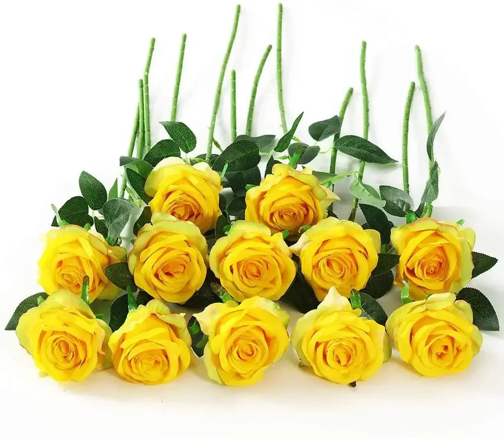 12 PCS Artificial Flowers Roses Silk Flowers Fake Long Stem Artificial Black Roses for Home Party Halloween Decorations