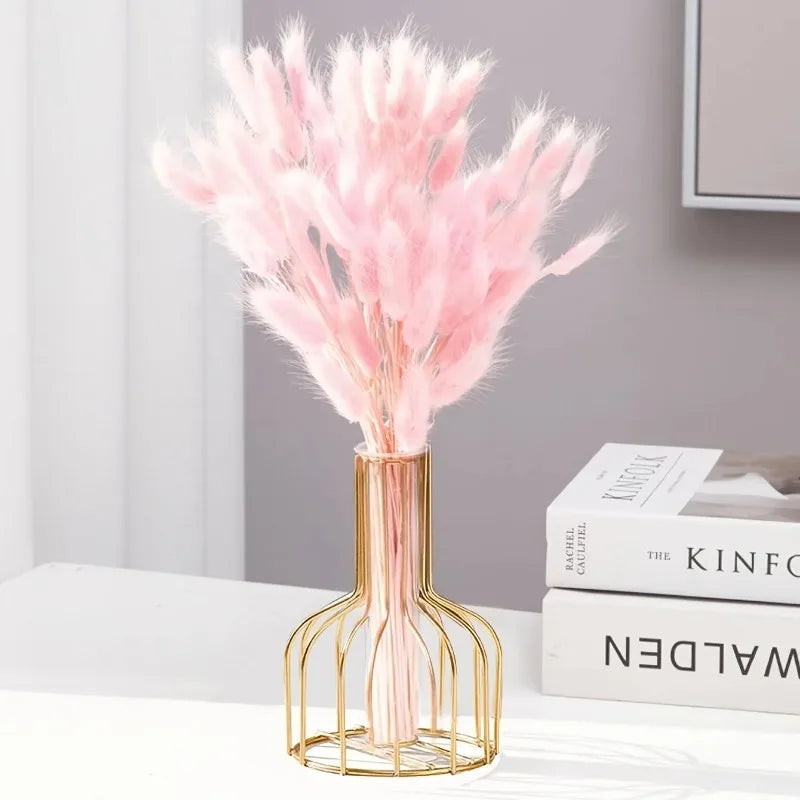 1 set of gold wrought iron metal vase hydroponic container test tube vase living room illustration decoration
