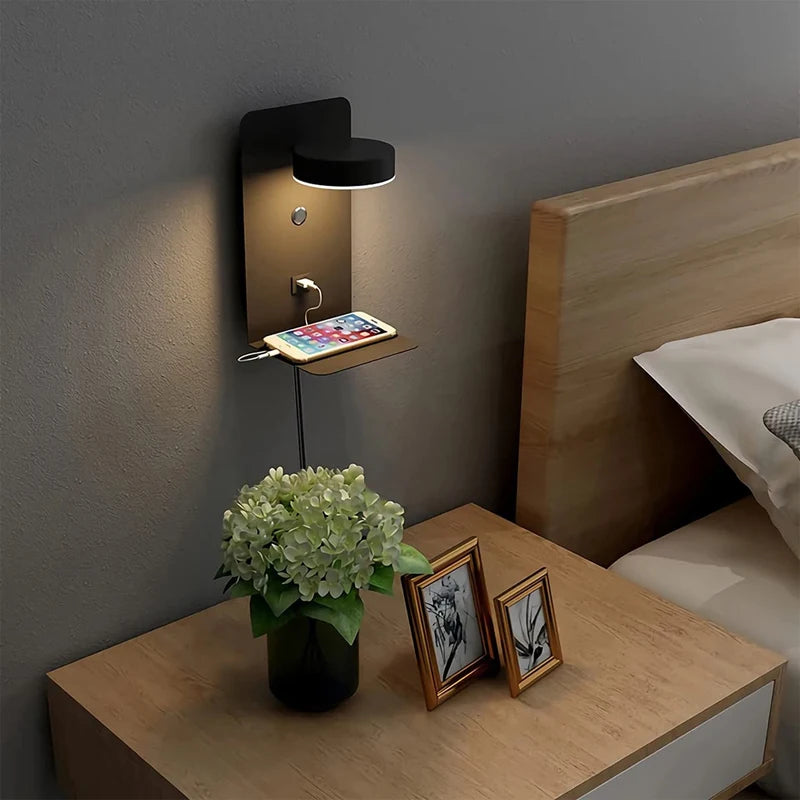 Bedroom Led Wall Lamps with USB Charge Wall Light Indoor Lamp for Living Room Decor Wall Panels with Switch Aisle Modern Sconce