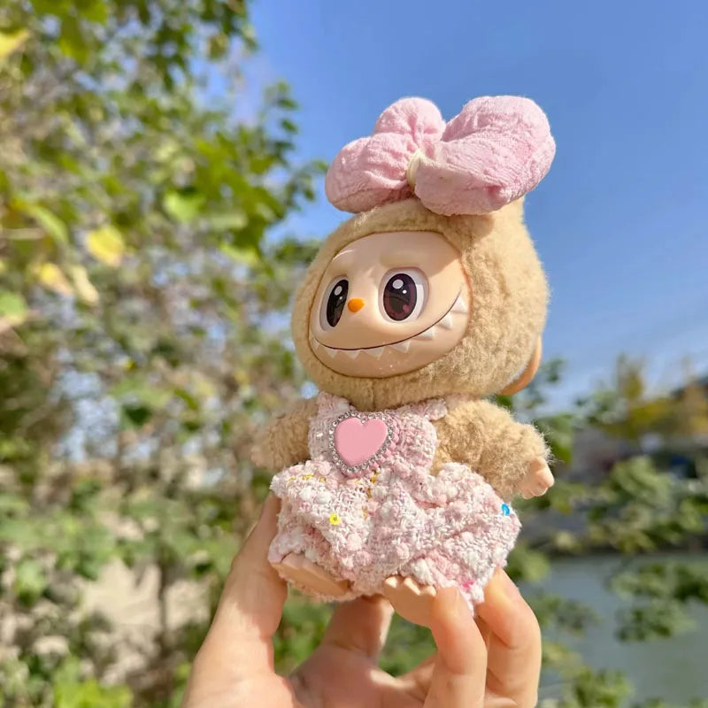 17CM Cute Labubu Doll Clothes Outfit Accessories Classic Dress Set for V2 Mini Dolls Clothing Girl Kid Gift Labubu Ropa