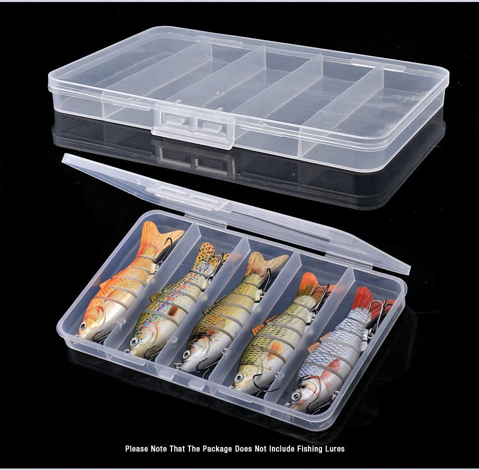 GOBASS Convenient Organizer Container Plastic Fishing Tackle Box 5 Grids Compartments Lure Hook Storage Case Fishing Accessories
