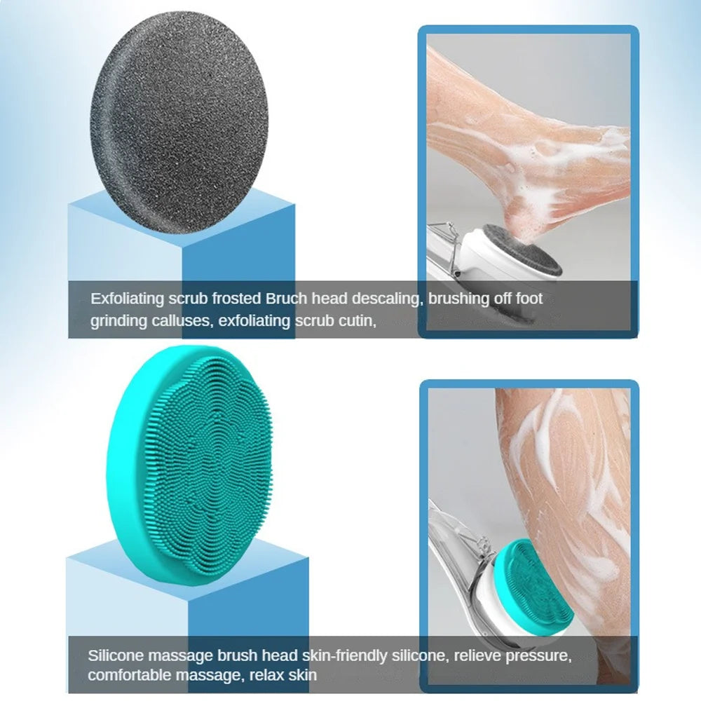 Electric Bath Brushes Shower Cleaning Body Massage Brush Multifunctional Brush Spa Waterproof IPX7 Long Handle Back Brushes