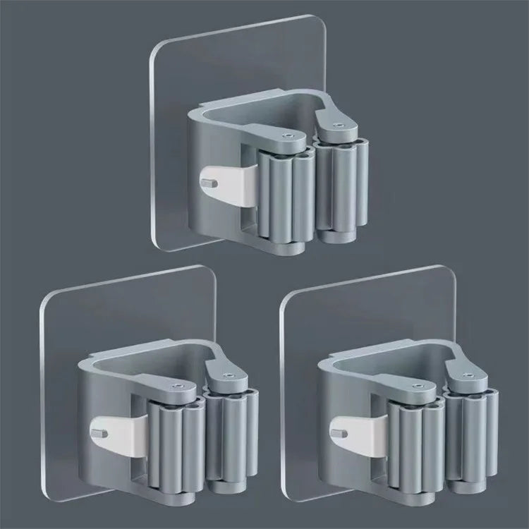Bathroom Storage Rack Mop Holder Wall Mounted Mop Organizer Broom Hanger Mop Clip Wall Hanging Mop Rack Self Adhesive Hooks