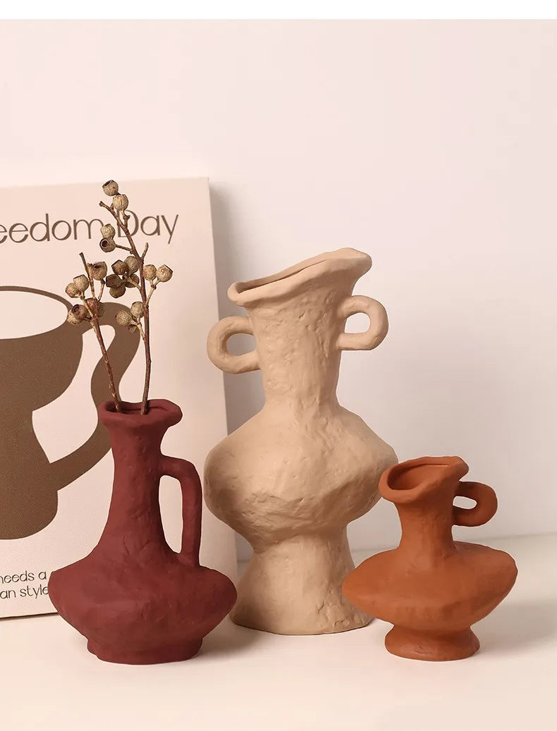 Hydroponics Nordic Style Simple Flower Pot, Ceramic White Vases, Table Accessories, Bathroom Aesthetic Room Decoration