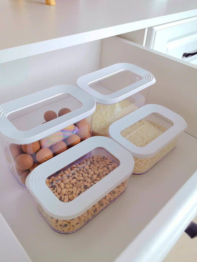 Plastic Sealed Storage Box Transparent Food Container Coffee Bean Organizer Food Storage Cereal Dispenser Kitchen Kitchen Items
