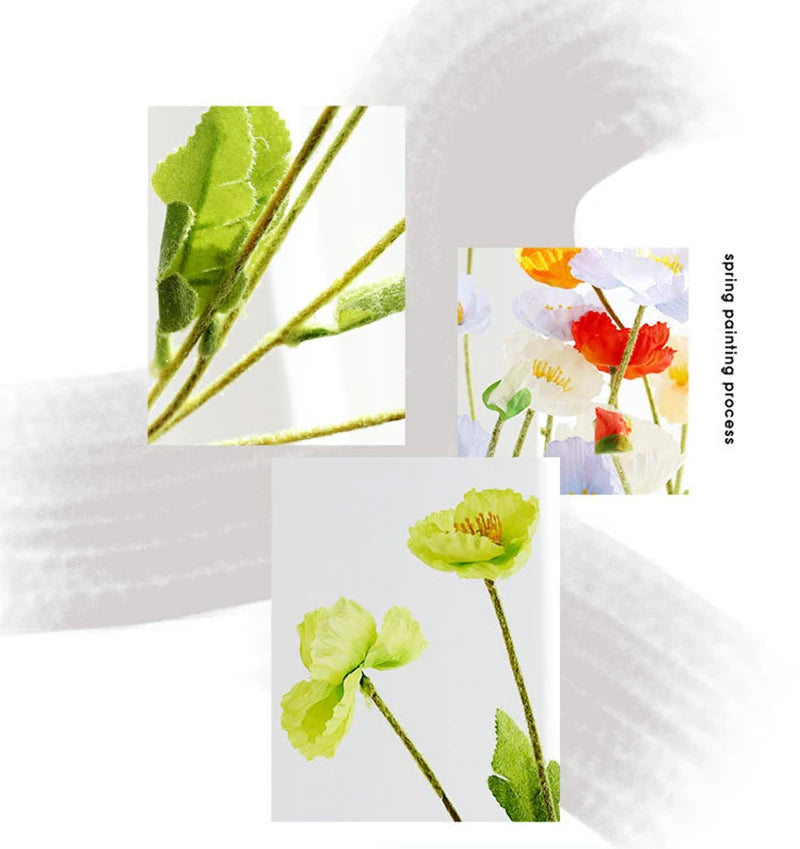 Artificial Silk Flowers Simulation Poppies Wedding Decoration Long Fake Poppy Branch Home Table Decor Ornaments Wedding Flowers
