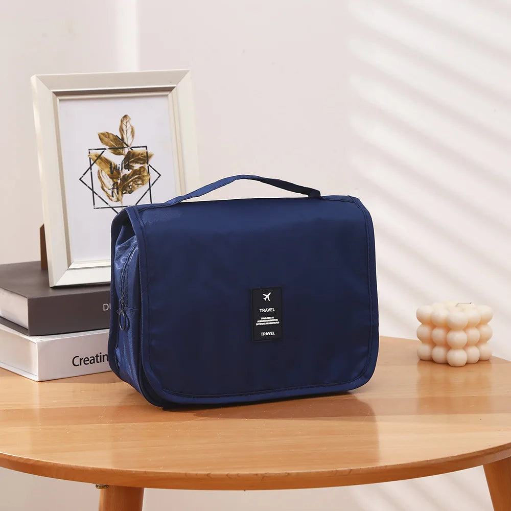 Travel Hanging Makeup Bag Large Capacity Portable Hand-held Storage Wash Bag with Simple Hook for Cosmetic Organization