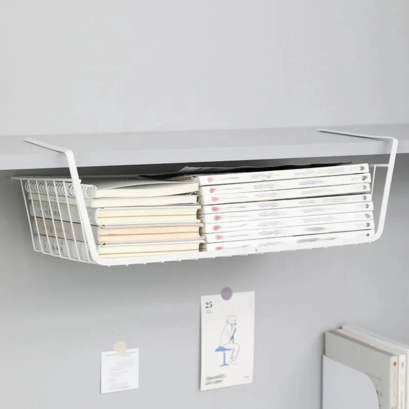 1-2Pcs Multipurpose Hanging Basket Organizer Metal Hanging Basket Bedside Wardrobe Storage Basket for Kitchen Cabinets and Desks
