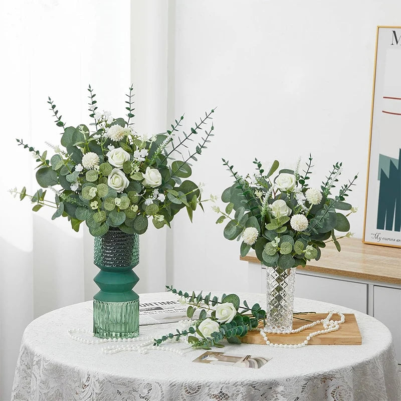 5/10/20Pcs Artificial Eucalyptus Leaves Stems Bulk Silver Dollar Leaf Picks Plant Fake Flowers for Wedding Bouquets Floral Decor