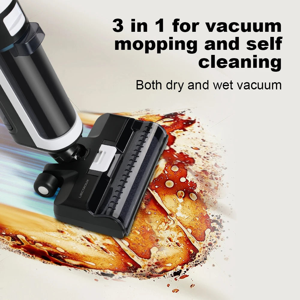 Liectroux i7Pro Cordless Vacuum Cleaner for Wet And Dry Cleaning, Smart Washing for Home Multi Surface Floor,14Kpa, Self-drying