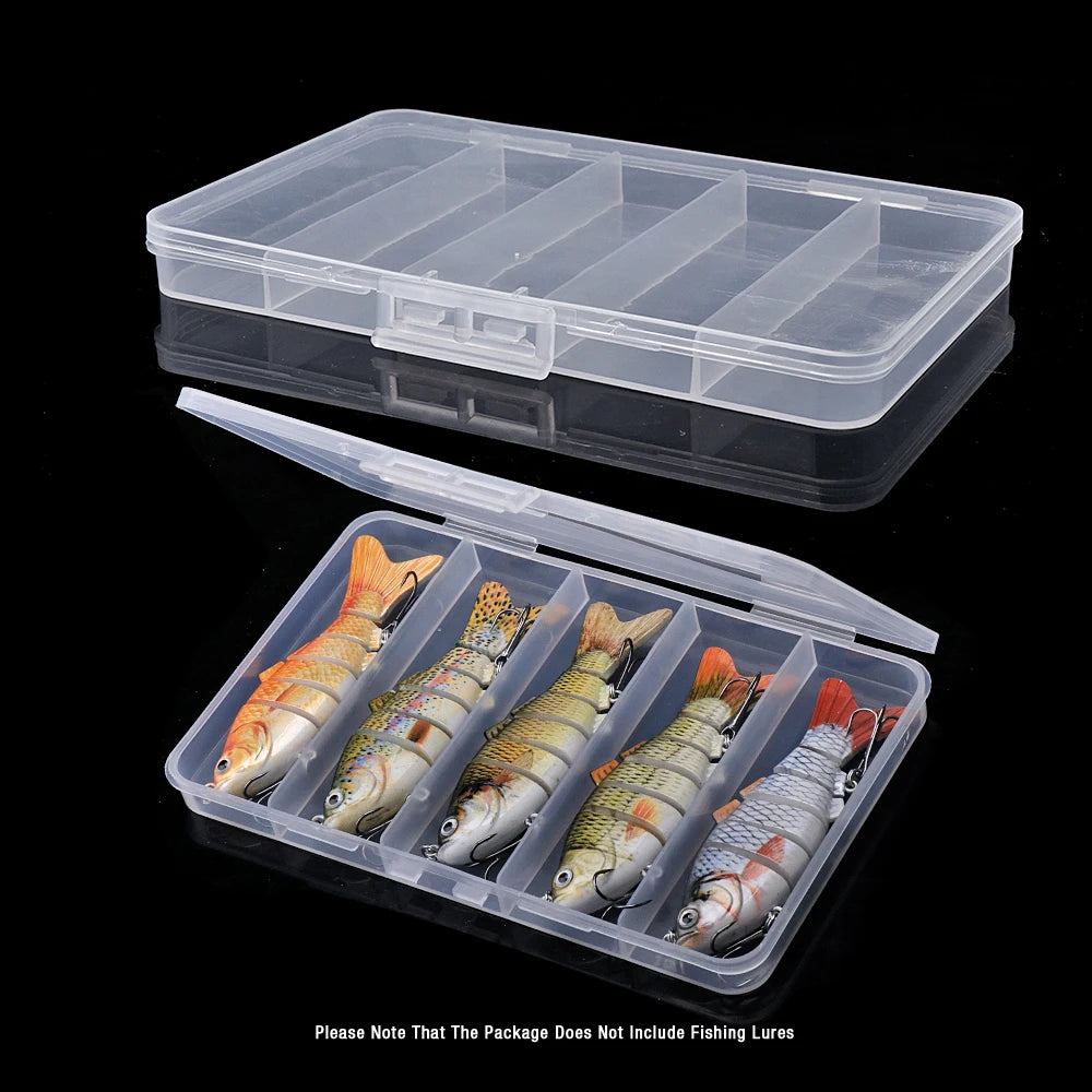 GOBASS Convenient Organizer Container Plastic Fishing Tackle Box 5 Grids Compartments Lure Hook Storage Case Fishing Accessories