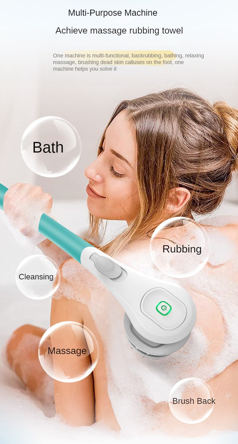 Electric Bath Brushes Shower Cleaning Body Massage Brush Multifunctional Brush Spa Waterproof IPX7 Long Handle Back Brushes