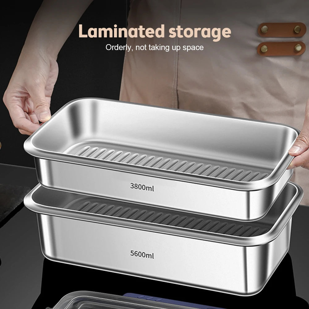 Food Storage Containers with Lids Airtight Food Grade 316 Stainless Steel Large Capacity Leakproof Kitchen Storage Container