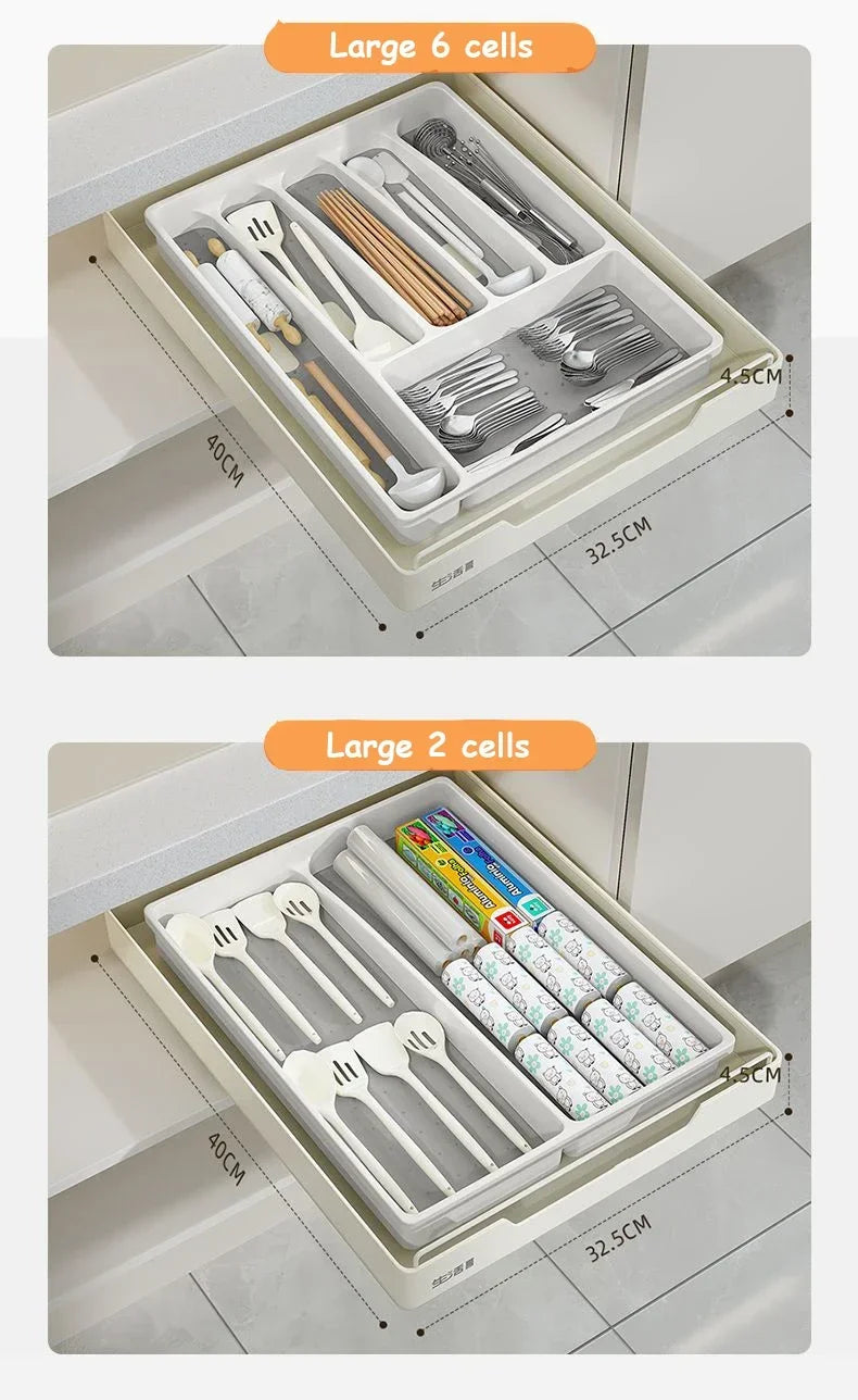 Drawer Kitchen Organizer Silverware Utensil Tray for Flatware Cutlery Holder White Separate Storage Cutlery Kitchen Organiser
