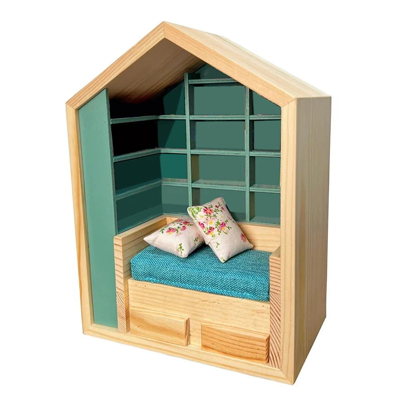 Anxiety Bookroom Creative Anxiety Resistant Bookshelf Mini Book Matchbox Mini Wooden Sensory Study Decoration