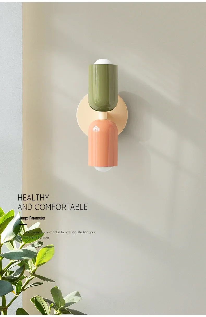 Nordic living room wall lamp simple modern bedroom bedside aisle children's room background wall lamp E27 home decoration